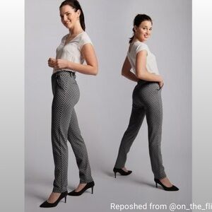 Betabrand Black White Catstooth Dress Pant Yoga Pants Straight-Leg Chino XS p